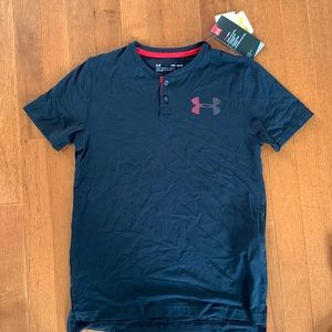 Boys under armour Henley tee black